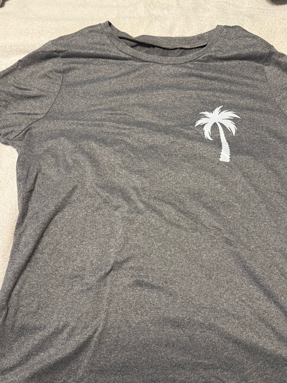 SHEIN Gray Palm Graphic Short Sleeve Tee